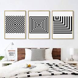 Impressão de arte - impressões de parede, pôster preto e branco imagem de decoração de casa moderna para parede interior decoração de loft pintura minimalista-40x60cmx3 sem moldura