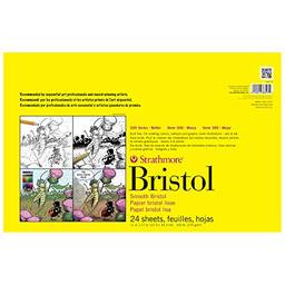 Strathmore Bloco de papel Bristol Série 300, liso, encadernado com fita, 28 x 43 cm, 24 folhas (270 g) – Papel de artista para adultos e estudantes – Marcadores, caneta e tinta