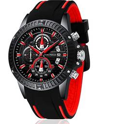 MINI FOCUS relógio masculino cronógrafo impermeável esportivo analógico de quartzo relógios pulseira de silicone azul relógio de pulso fashion para homens 0244