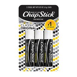 ChapStick Hidratante Labial Sabor Original (Preto) Lip Balm(3 sticks) clássicos