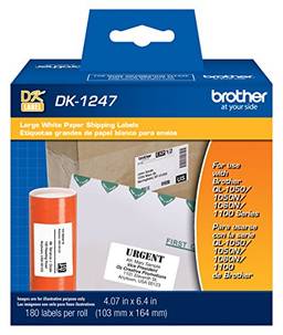 Etiquetas de papel para impressoras Brother QL de corte de matriz Brother Original DK-1247-180, branco