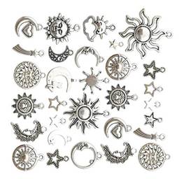 Holibanna Pingentes de liga vintage Moon Star Charms, acessórios de artesanato, acessórios para bijuterias, colares, pulseiras, joias, decoração, 70 peças