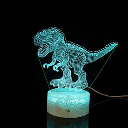 Mobestech Luzes da Noite para Meninos Lâmpada de Ilusão 3D Com Controle Remoto E Toque Inteligente Brinquedos de Dinossauro de 7 Cores Luz de Mesa Presentes de Dinossauro para Meninos