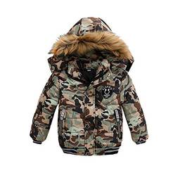 WSLCN Casaco de inverno com capuz infantil inverno quente jaqueta longa casaco parca casaco, Camouflage, 2XL(For 120cm)