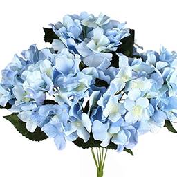 Mini pano artificial de toque real de hortênsia de alta simulação de flores falsas, 7 cabeças, decoração de casa, escritório, casamento, buquê de noiva (azul) para artigos de festa