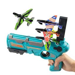 Brinquedos de avião para 4 5 6 meninos de 6 anos, brinquedos ao ar livre de avião de catapulta de bolha, lançador de avião modelo de ejeção de um clique com avião planador de espuma 4pcs, brinquedo ex