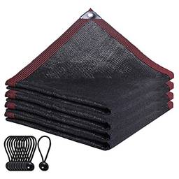 Cigooxm Cobertura de tecido sombreado com laços elásticos 90% protetor solar rede resistente a raios ultravioleta 6 x 10 pés de rede solar negra para jardim Dossel da tenda para estufa de plantas Cani