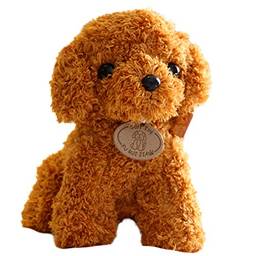 Simulação por atacado de brinquedo de pelúcia de cachorro de pelúcia boneca de cachorrinho de cachorro poodle bonito para enviar crianças agarrar presente TeddyDog-LightBrown 25cm