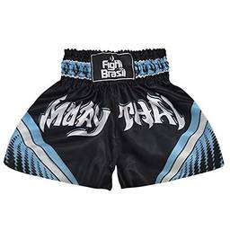 Short Calção Muay Thai - Athrox - Pre/Azul - PP