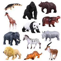 Toyvian 12 peças de mini animais de fazenda realistas, brinquedos de plástico, figuras de animais, topos de bolo