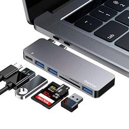 Adaptador USB C Hub para MacBook Pro/Air M1 2020 2019 2018, 6 em 1 USB-C Acessórios compatíveis com MacBook Pro 13" e 15" com 3 portas USB 3.0, leitor de cartão TF/SD, entrega de energia USB-C