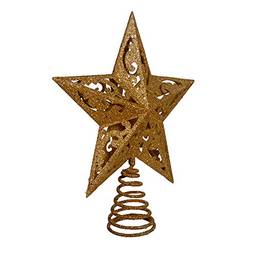 Kurt Adler – Topo de árvore de estrela de 5 pontos com glitter dourado