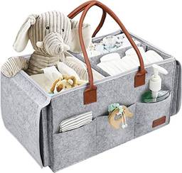 Organizador de fraldas para bebês com trocador, recipiente de armazenamento portátil de feltro 2 em 1 e organizador de carro para fraldas, lenços umedecidos e brinquedos?LIANLI (R??????????)