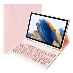 Estojo protetor portátil removível para tablet com slot para caneta teclado BT compatível com Samsung Tab A7 Lite 8.7/T220/T225 rosa