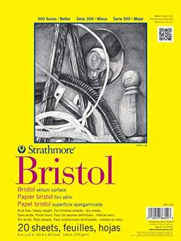 Strathmore Bloco de Vellum Bristol Série 300, 22,86 cm x 30,48 cm, 20 Folhas