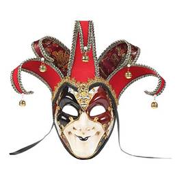 Toyvian Máscara veneziana de máscaras, máscara de de rosto inteiro, fantasia de carnaval, acessório de cosplay para festa de apresentação (azul, estilo de grão de rachadura), Vermelho, preto, vermelho olho, 44*16*10cm