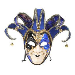 Toyvian Máscara veneziana de máscaras, máscara de de rosto inteiro, fantasia de carnaval, acessório de cosplay para festa de apresentação (azul, estilo de grão de rachadura), Azul, preto, azul olho, 44*16*10cm