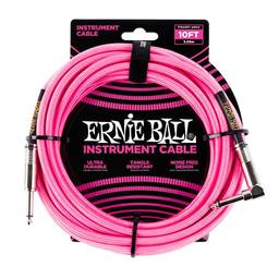Ernie Ball Cabo de instrumento, ângulo reto de 0,63 cm, rosa neon, 3 m (P06078)