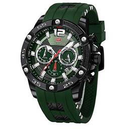 Relógio esportivo masculino (multifuncional, à prova d'água, luminoso, calendário) Pulseira de silicone Moda para homens ..., Verde