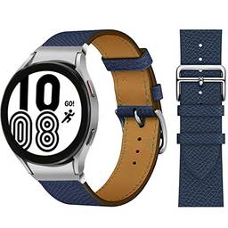 Pulseira de couro vintage de 20 mm compatível com Samsung Galaxy Watch 4 44 mm 40 mm/4 clássico 46 mm, pulseira de reposição impressa com padrão, pulseira ajustável sem lacuna,Azul Real