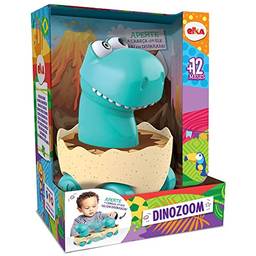 Brinquedo Para Bebe Dinozoom, Elka, A Fricção, Cor: corpo e rodas verde água/Base amarela clara