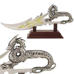 BladesUSA Faca de dragão fantasia PK-2235 com suporte para exibição de madeira, 18 cm em geral