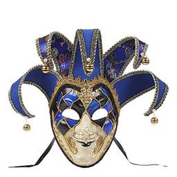 Toyvian Máscara veneziana de máscaras, máscara de de rosto inteiro, fantasia de carnaval, acessório de cosplay para festa de apresentação (azul, estilo de grão de rachadura), Azul, estilo de grão de rachadura, 44*16*10cm