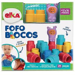 Brinquedo para Montar Fofo Blocos 25 Peças, Elka, Multicor