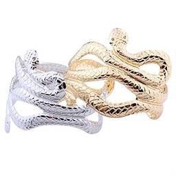 Holibanna Pulseira moderna de cobra multicamadas elegante bracelete aberto de liga de ferro para mulheres e meninas douradas 2 peças 6.8 * 6.8cm Dourado