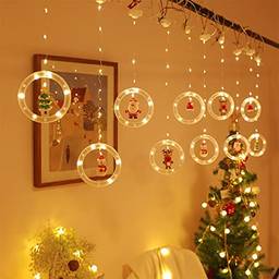 Yuventoo Cordão de luzes de Natal de 2,5 m, cortina de LED, luzes para pendurar de fadas, luzes decorativas de LED para pendurar com USB para decoração de janela de festa de Natal
