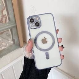 Capa magnética transparente para iPhone 11 compatível com Mag-Safe, capa de TPU fina e macia com revestimento TPU, capa protetora fina e fofa à prova de choque não amarelada, azul claro