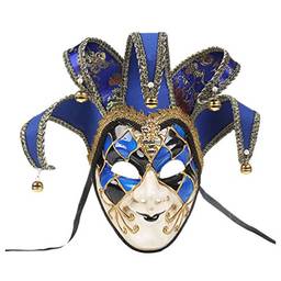 Toyvian Máscara veneziana de máscaras, máscara de de rosto inteiro, fantasia de carnaval, acessório de cosplay para festa de apresentação (azul, estilo de grão de rachadura), Azul, 44*16*10cm