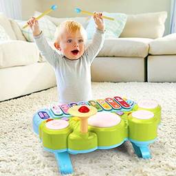 Brinquedos musicais do bebê 3 em 1 teclado de piano xilofone conjunto de bateria presente para 1 ano de idade meninas meninos brinquedos idade 2 pré-escolar aprendizagem brinquedos de desenvolvimento