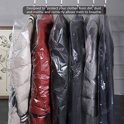 Sacos de pó para roupas, capas plásticas transparentes para roupas, bolsas protetoras à prova de poeira para armário doméstico roupas ternos vestidos casacos uniformes armazenamento(60 * 100)