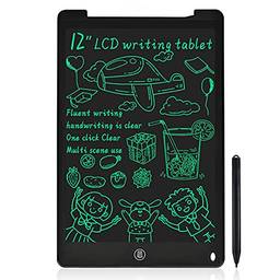 Cigooxm LCD Writing Tablet Tela monocromática de 12 polegadas com Stylus Drawing Escrita Tomando notas Deixando mensagens para crianças, meninos, meninas e adultos, preto
