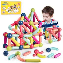 Brastoy Blocos De Montar Magnético Construção Brinquedo Educativo Infantil (68 Peças)