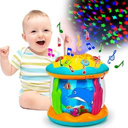 Brinquedos do bebê 6 a 12 meses 4 em 1 projetor musical oceano girando tempo de barriga aprendendo rastejando acender brinquedos Brinquedos para bebês infantis 0-3 3-6 12-18 meses bebês presentes para