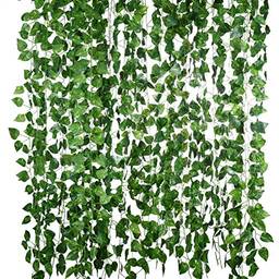 CLISPEED Folhas Artificiais de Ivy Plantas Videira Com Laços Pendurados Guirlanda Flores Folhagem Falsa Folhas Verdes Falsas para Decoração de Parede de Casamento de Cozinha de Jardim