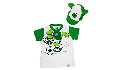 Kit camiseta e boné Palmeiras, Rêve D'or Sport, Bebê Unissex, Branco/Verde, 2