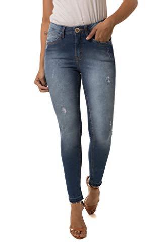 Calça Jeans Mid Rise Skinny, Eventual, Feminino, Azul, 48