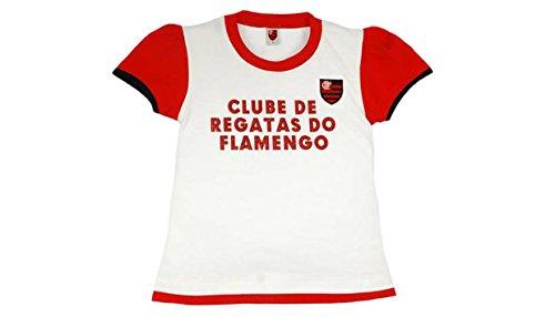 Camiseta Baby Look Flamengo, Rêve D'or Sport, Meninas, Branco/Vermelho/Preto, 4