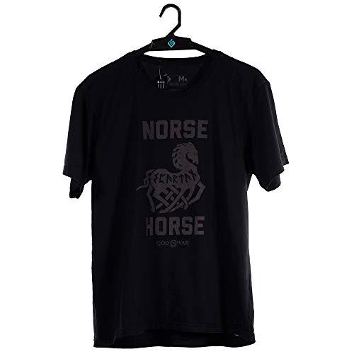 Camiseta Norse Horse, God of War, Adulto Unissex, Preto, P