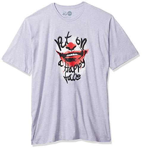 Camiseta Joker Happy Face, Studio Geek, Adulto Unissex, Cinza, 4G