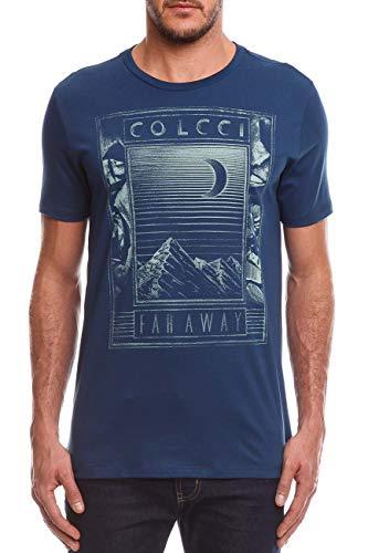 Camiseta Estampa Montanhas, Colcci, Masculino, Azul Moondust, P