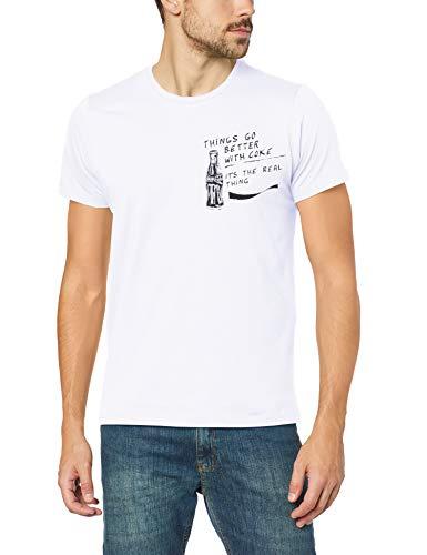 Coca-Cola Jeans Camiseta Things Go Better with Coke It's the Real Thing Masculino, GG, Branco