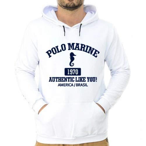 Blusa Moletom Polo Marine Masculina Coleção de Inverno (Branco, G)