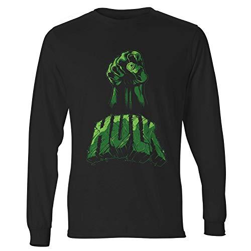 Camiseta masculina manga longa Hulk Hand Vingadores Preta Live Comics tamanho:G;cor:Preto