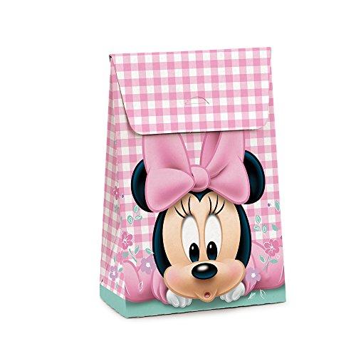 Caixa Para Presente Trapézio Cromus Embalagens na Estampa Minnie Baby Flowers com Aba de Fechamento 19x9,5x29 cm com 10 Unidades