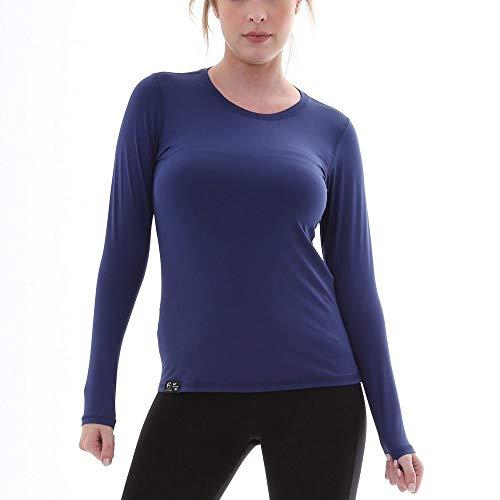 Camiseta UV Protection Feminina UV50+ Tecido Ice Dry Fit Secagem Rápida – G Azul Marinho