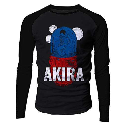 Camiseta masculina manga longa raglan Akira Anime Anos 80 tamanho:PP;cor:preto